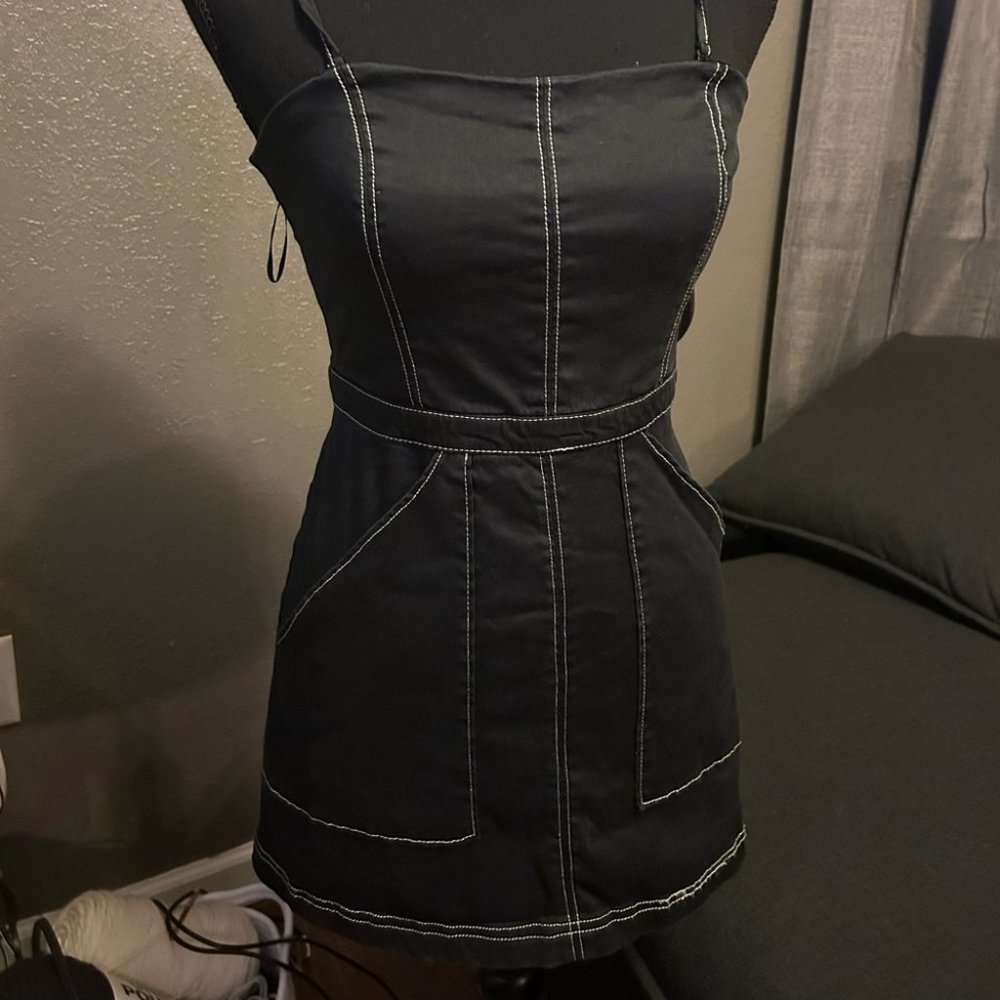 Urban Outfitters Black Mini Dress with White Contrast Stitching